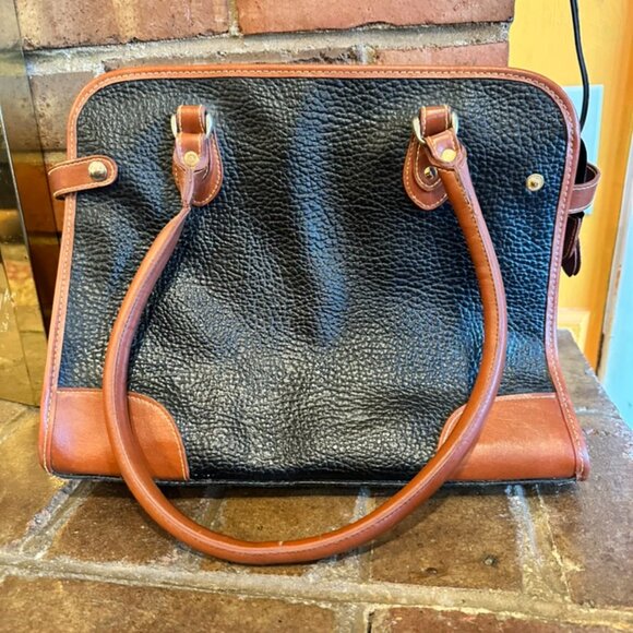 Vintage Brown and Black Leather Handbag Purse - Picture 2 of 11